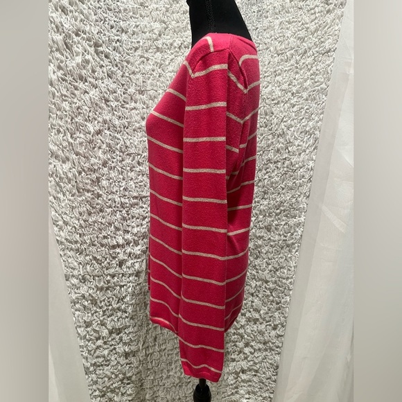 BANANA REPUBLIC PINK AND GRAY STRIPE LONG SLEEVE T—SHIRT SIZE L - Picture 7 of 12